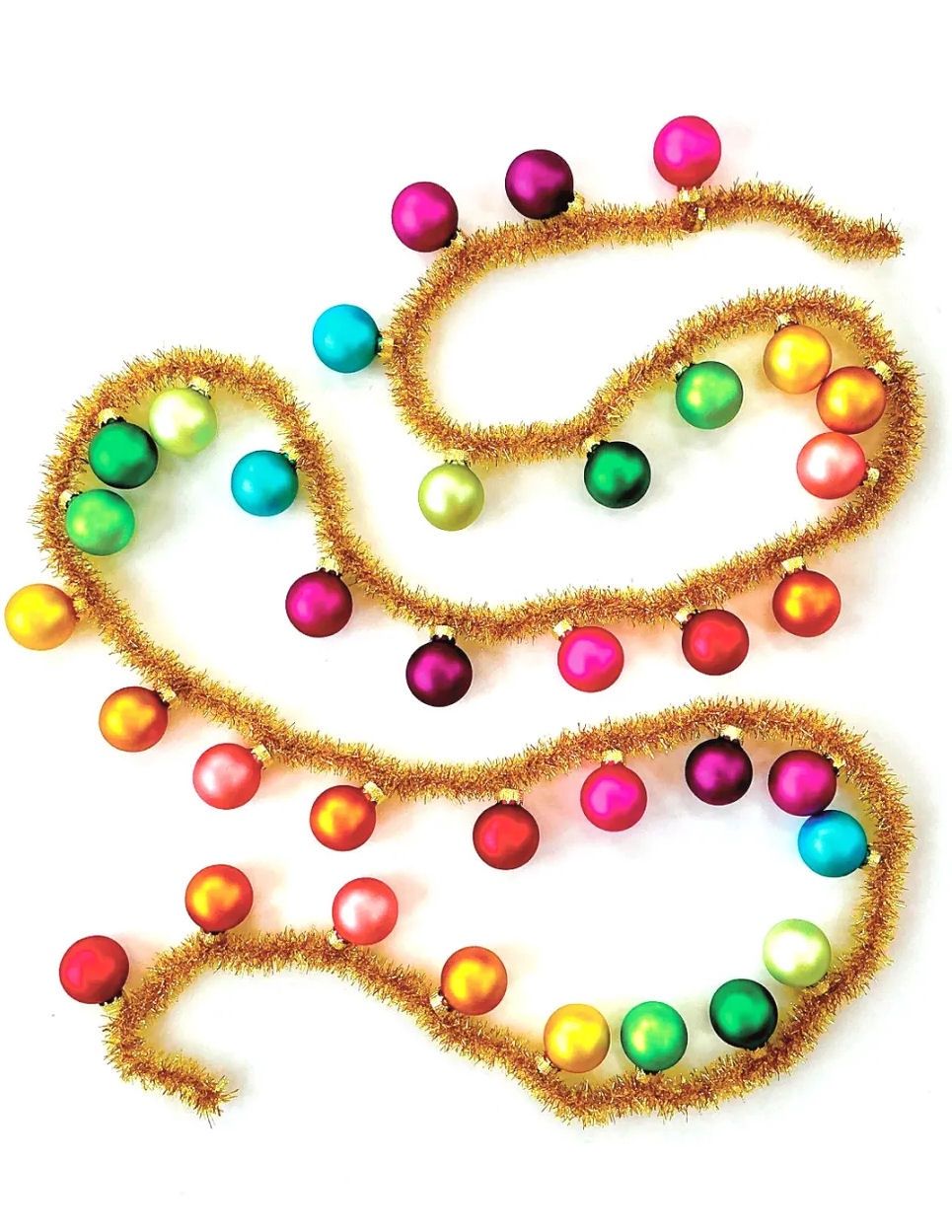 Gold Tinsel With Glass Rainbow Ornaments Garland