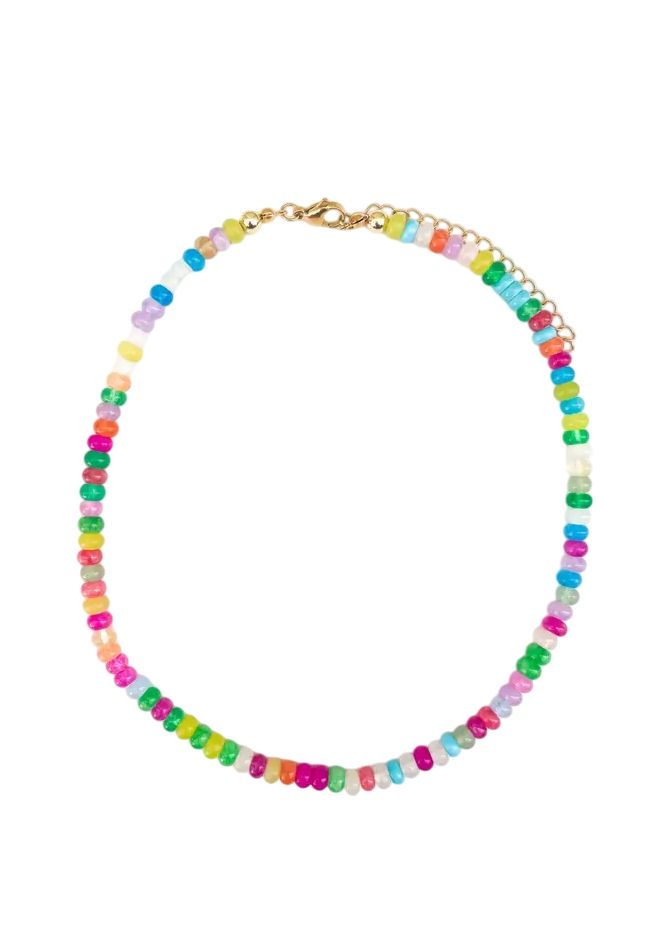 Jelly Loop Rainbow Gemstone Bead Necklace