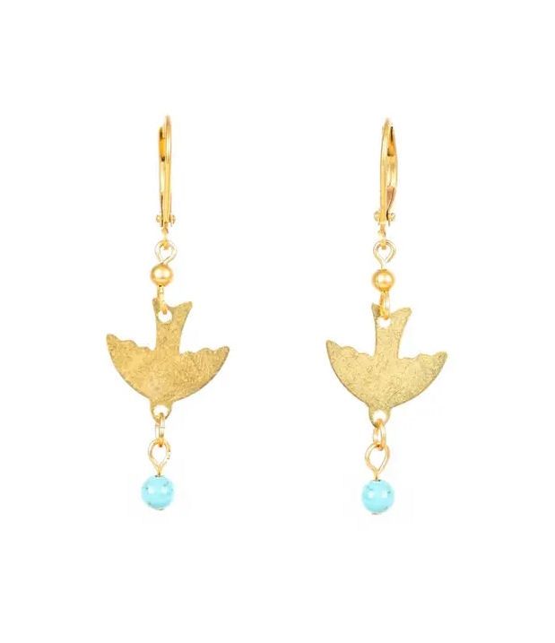 Bird And Turquoise Stone Earrings