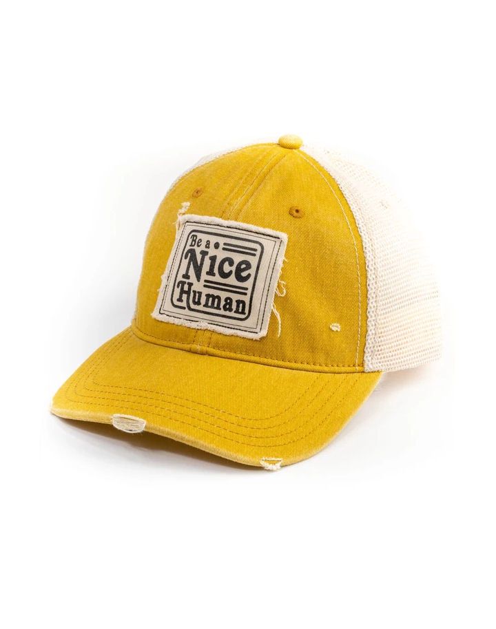 Be A Nice Human Yellow Trucker Hat