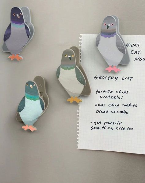 Peckish Pigeon Magnetic Set Of 4 Bag Clips