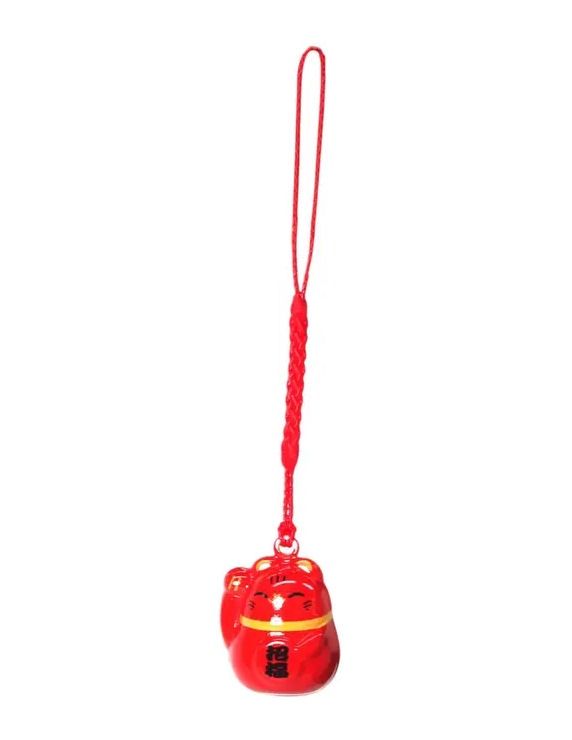 Red Waving Lucky Cat Charm