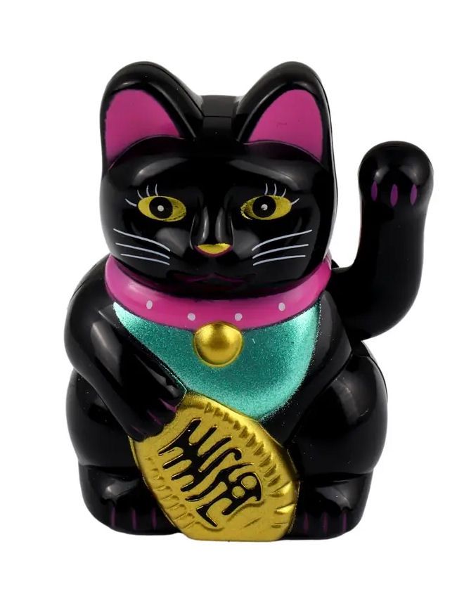 Black Solar Lucky Cat 2&quot; (5cm)