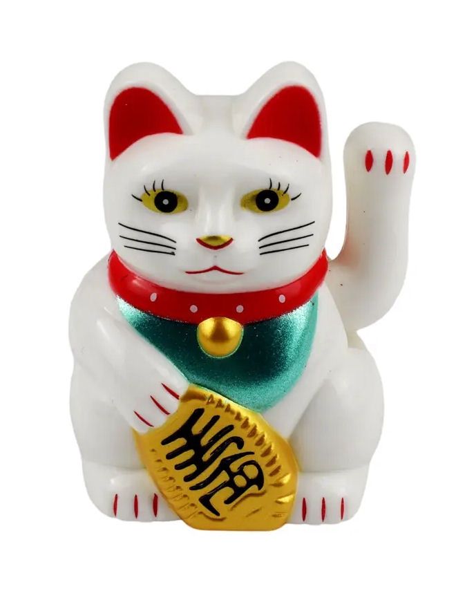 White Solar Lucky Cat Maneki-Neko 2&quot; (5cm)