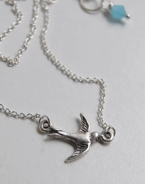 Little Swallow Bird Silver Necklace