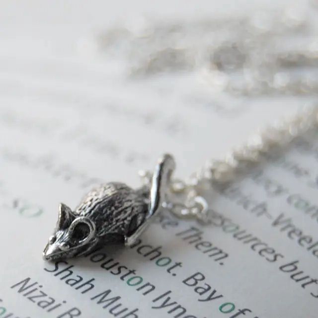 Tiny Silver Mouse Necklace