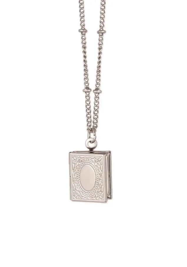 Secret Diary Silver Book Locket Necklace