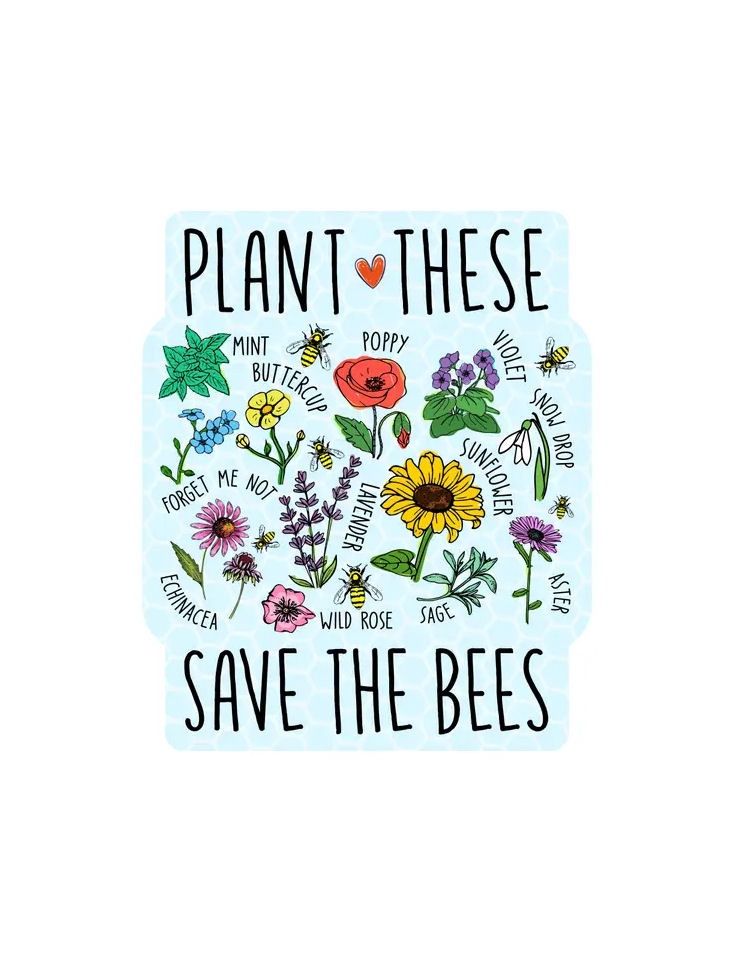 Bees Pollinators Plants Flowers Vinyl Sticker