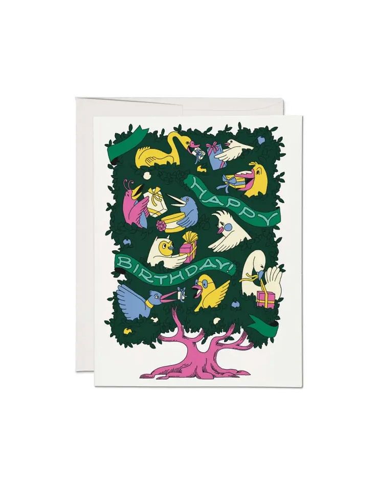 Happy Birthday Birds In Tree Card