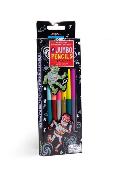 Silver Robot 6 Jumbo Double Sided Pencils