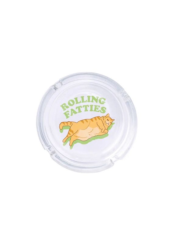 Rolling Fatties Cat Glass Ashtray