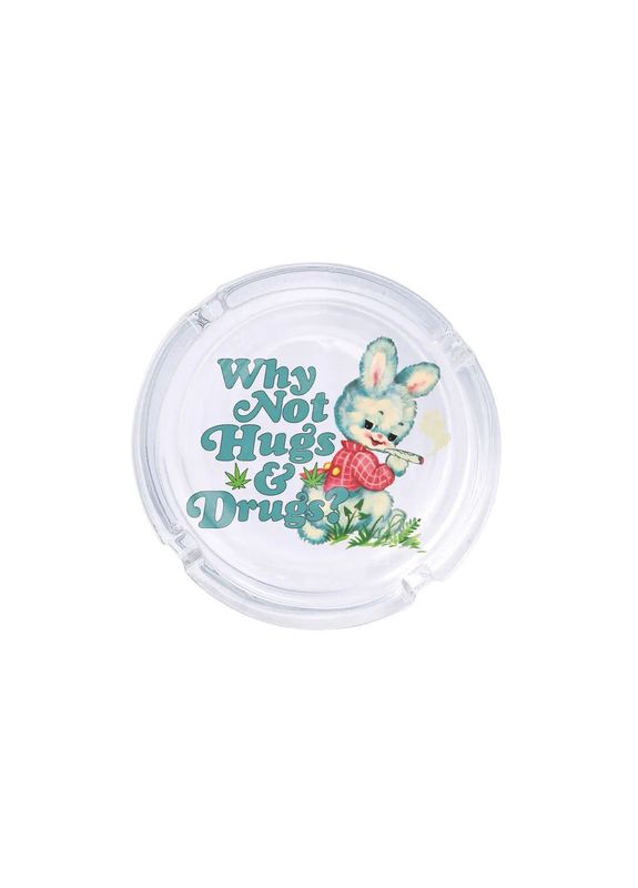 Hugs And Drugs Glass Ashtray
