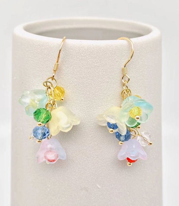 Glazed Flowers Dangle Earrings