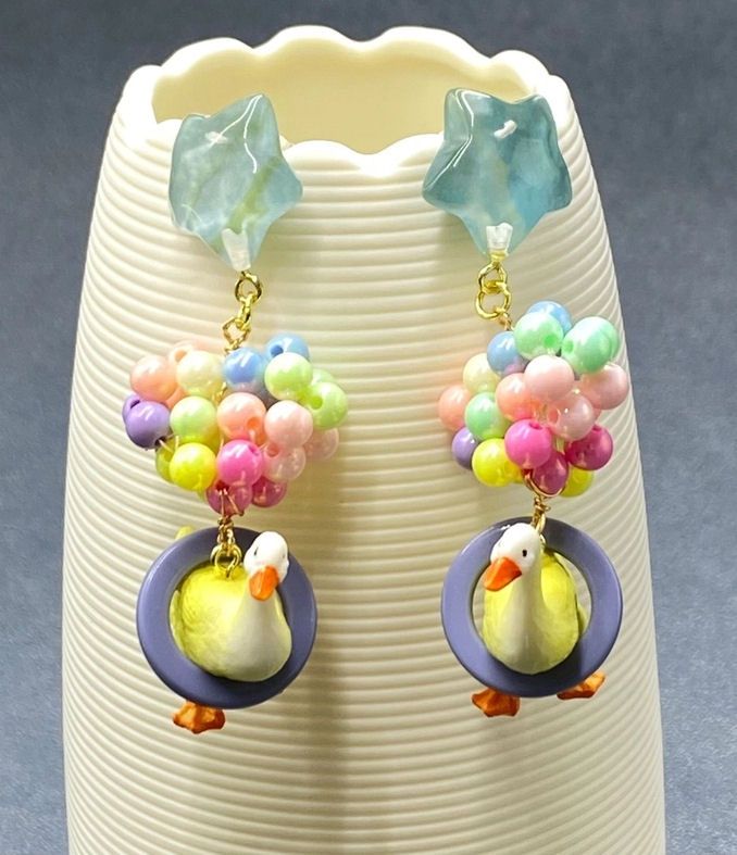 Resin Duck Dangle Earrings