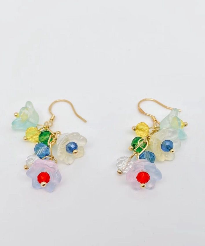 Glazed Flowers Dangle Earrings