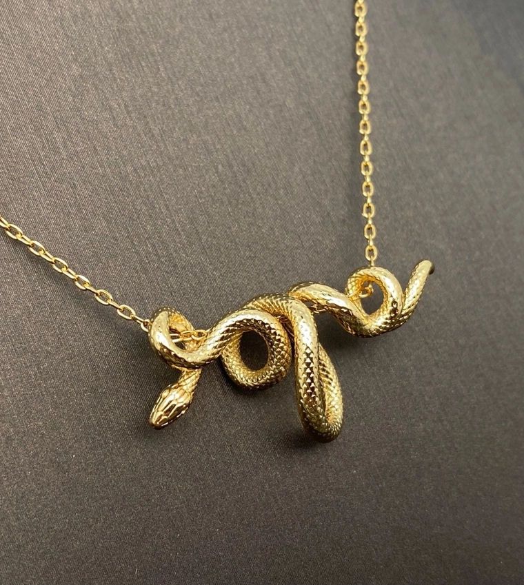 Python Winding Chain Gold Plated Snake Necklace