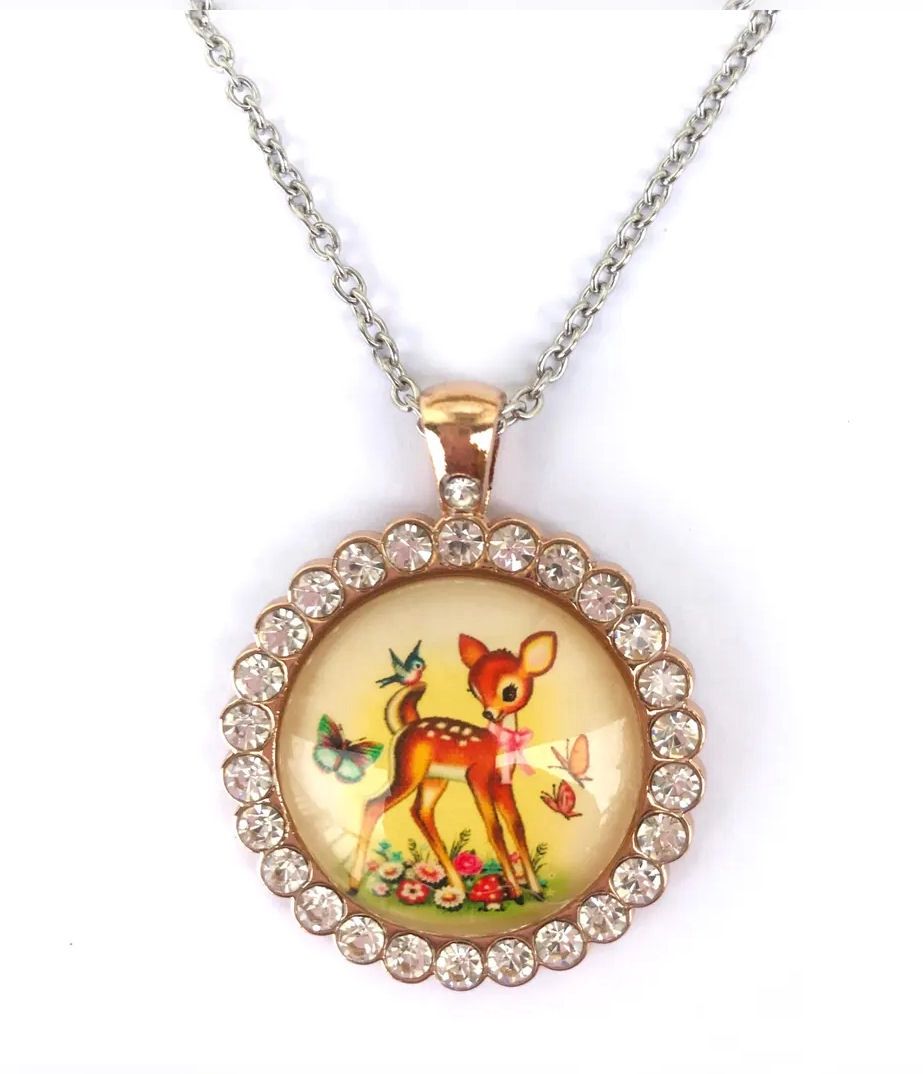 Fiona Hewitt Vintage Deer Rhinestone Necklace