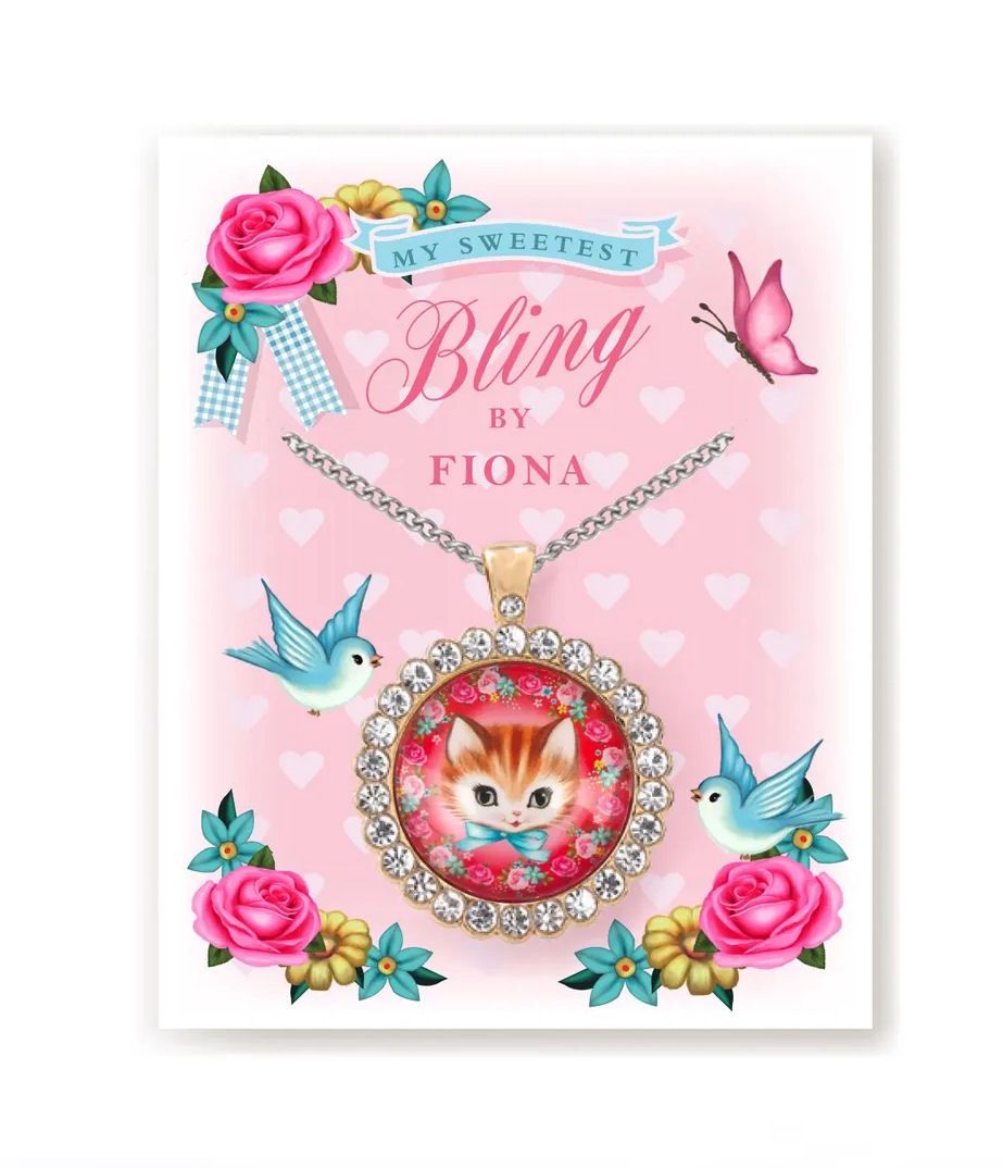 Fiona Hewitt Vintage Pretty Kitty Rhinestone Necklace