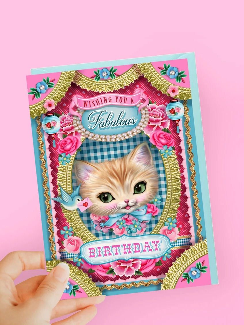 Wishing You A Fabulous Birthday Kitschy Kitty Card