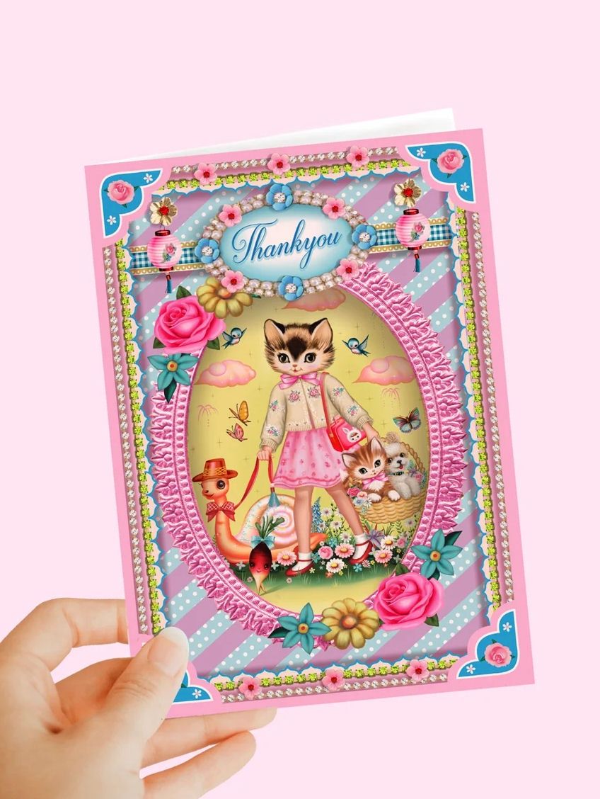 Cat And Friends Thank You Card