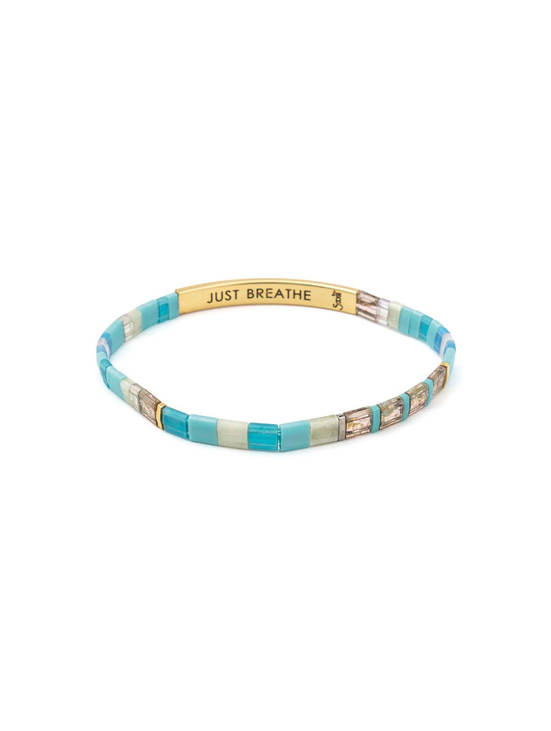 Just Breathe Good Karma Tonal Turquoise Gold Miyuki Bracelet