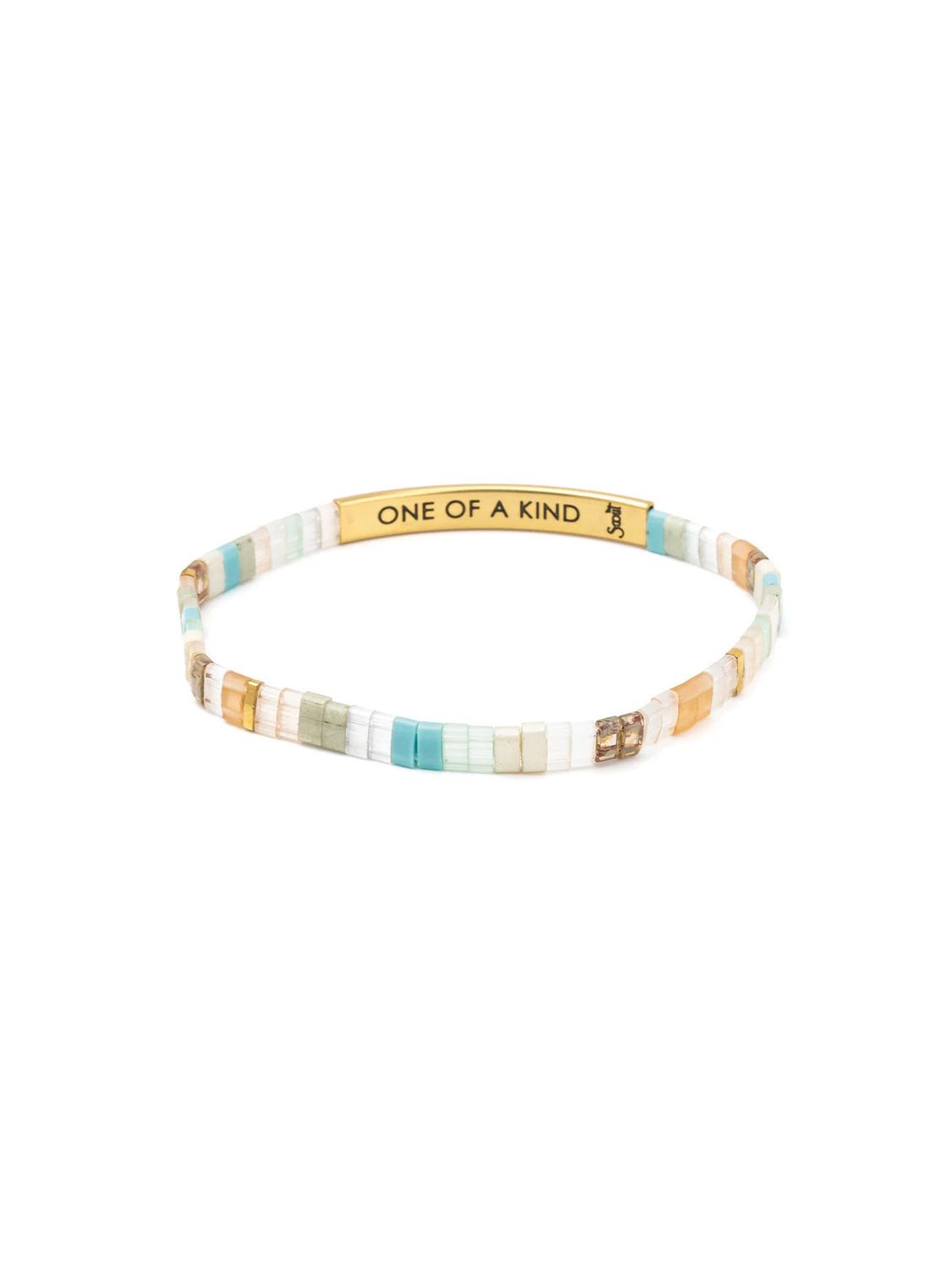 One Of A Kind Good Karma Mint Peach Gold Miyuki Bracelet