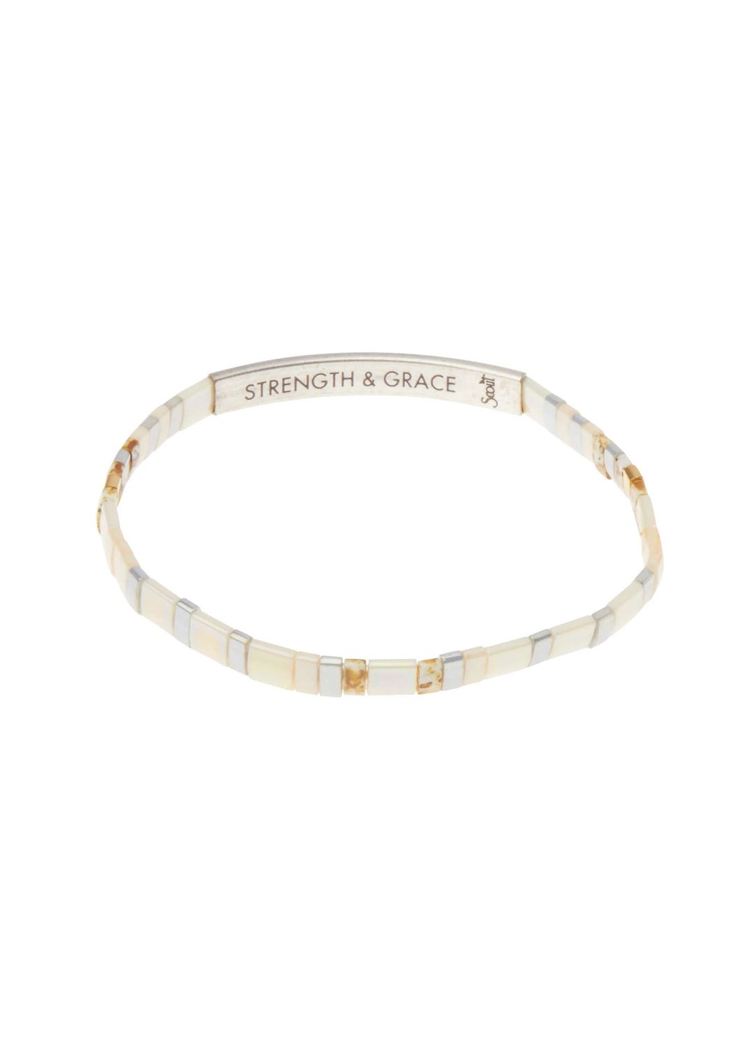 Strength And Grace Good Karma Ivory Silver Miyuki Bracelet
