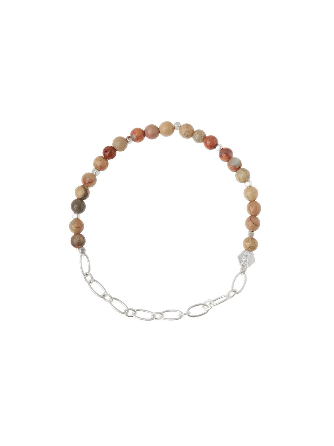 Mini Aqua Terra Stone With Silver Chain Stacking Bracelet