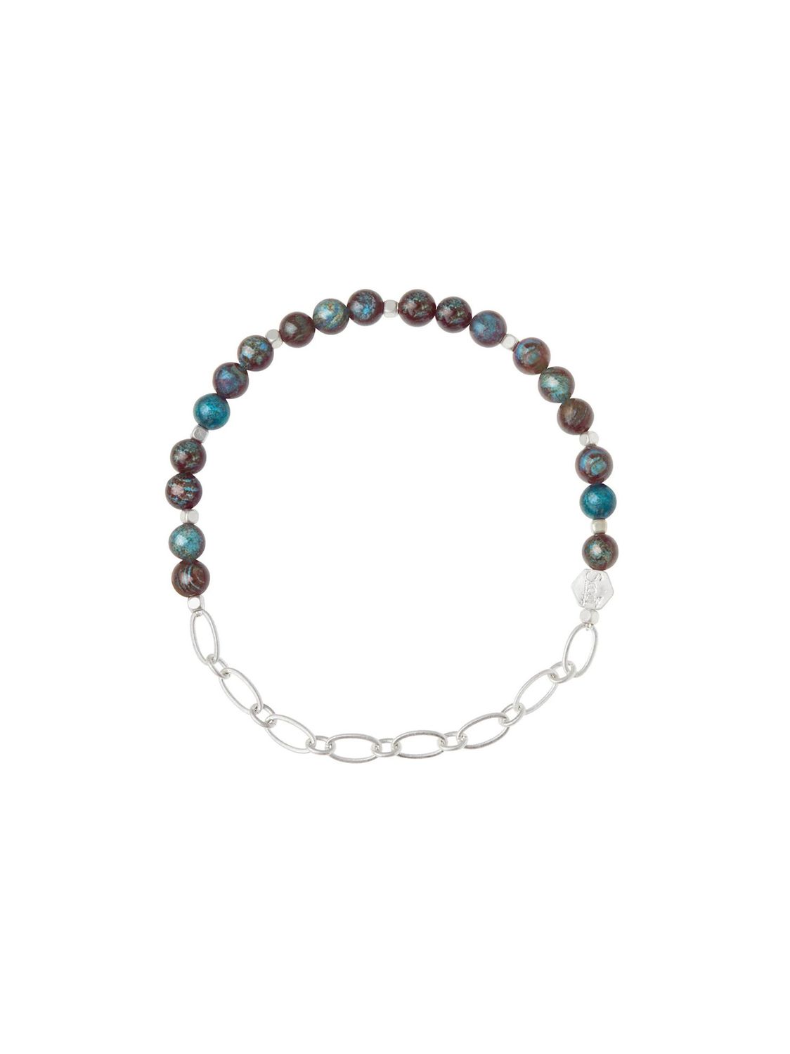 Mini Blue Sky Jasper Stone With Silver Chain Stacking Bracelet