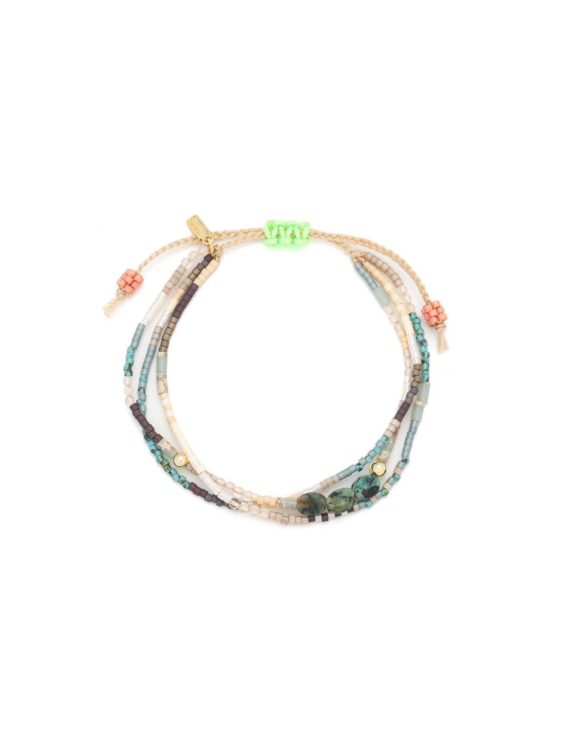 Echoes Of Summer African Turquoise Gold Mixed Media Bracelet