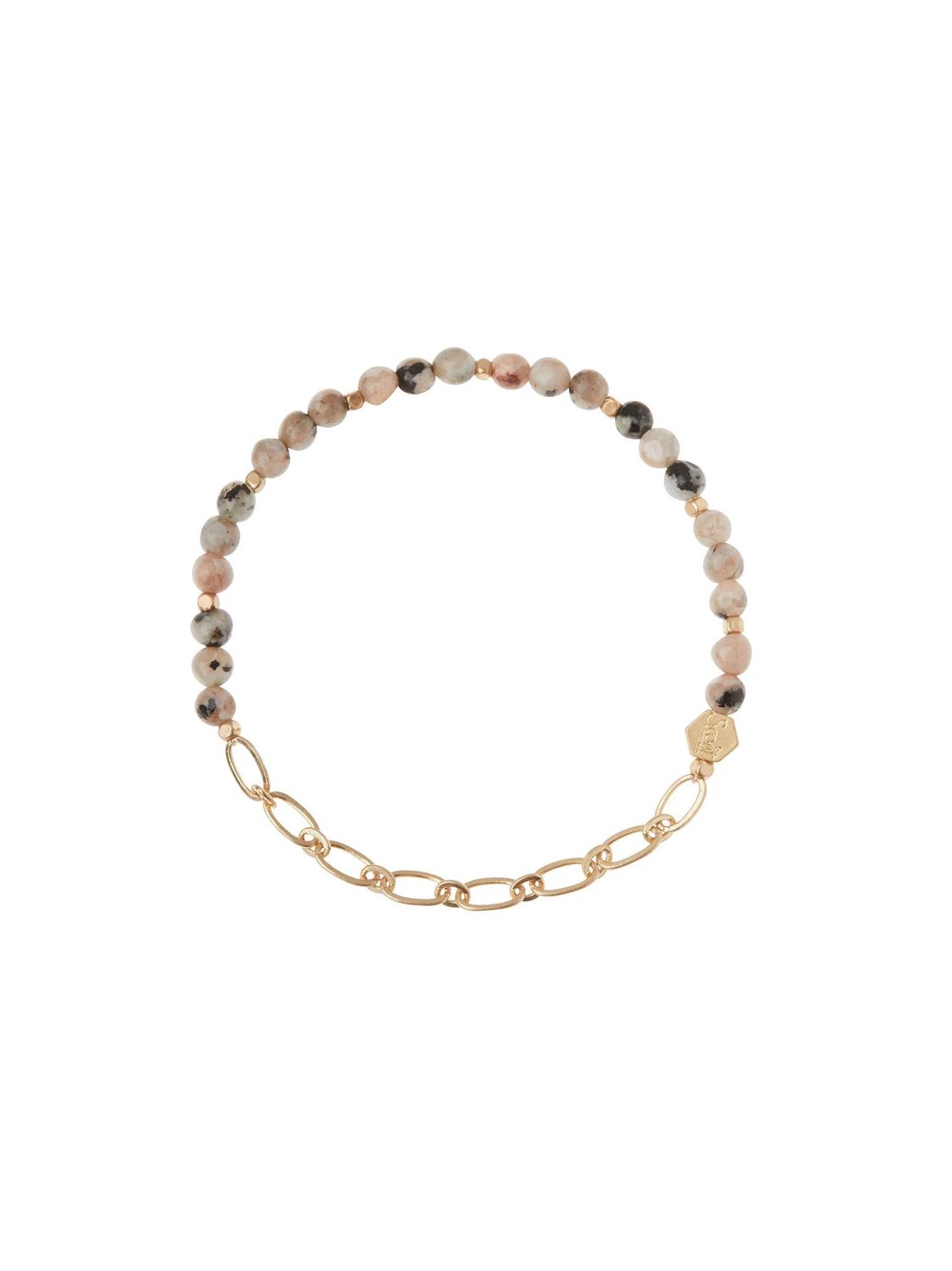 Mini Rhodonite Stone With Gold Chain Stacking Bracelet