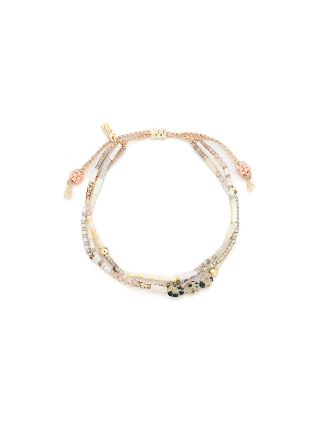 Golden Hour Dalmatian Jasper Gold Mixed Media Bracelet