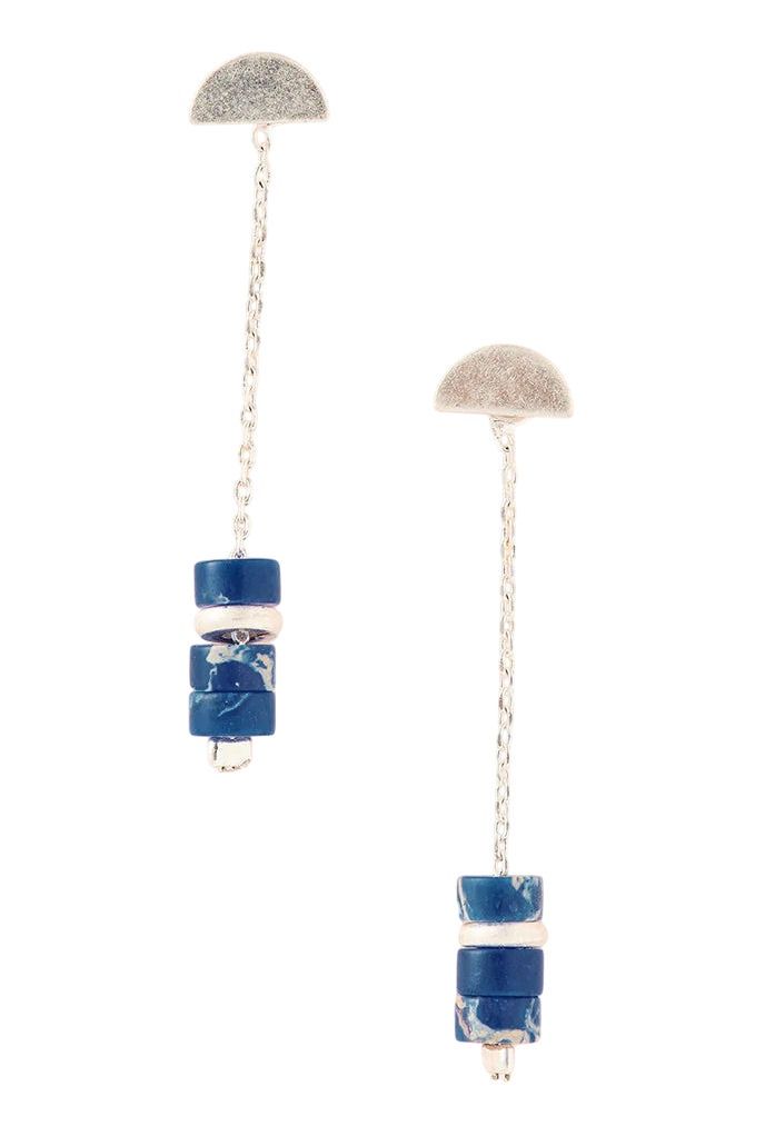 Stone Meteor Thread Jacket Lapis Silver Earrings