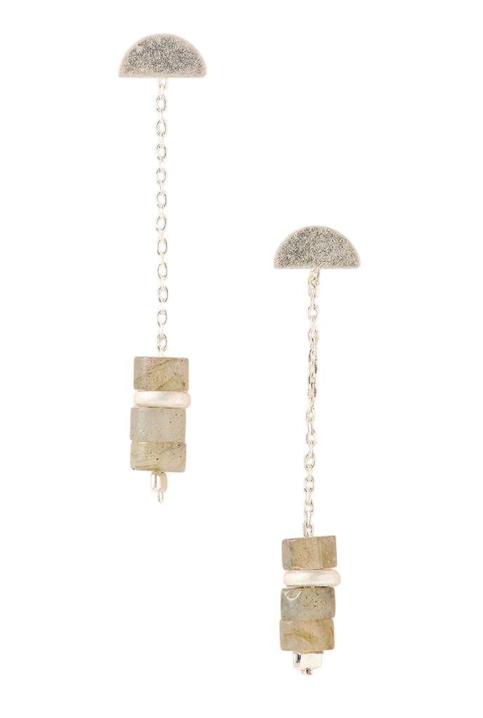 Stone Meteor Thread Jacket Labradorite Silver Earrings