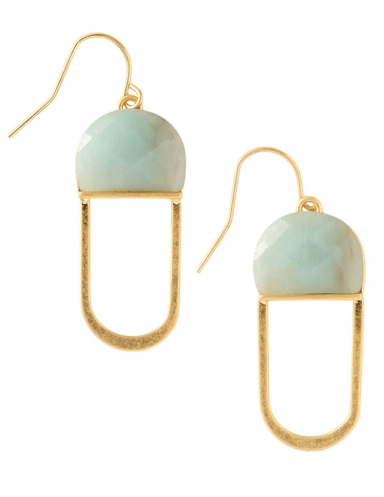 Amazonite Modern Stone Chandelier Gold Earrings