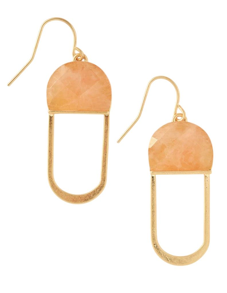 Sunstone Modern Stone Chandelier Gold Earrings