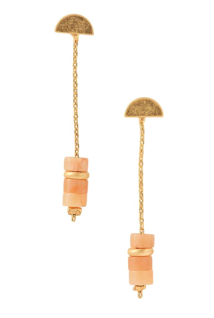 Stone Meteor Thread Jacket Sunstone Gold Earrings
