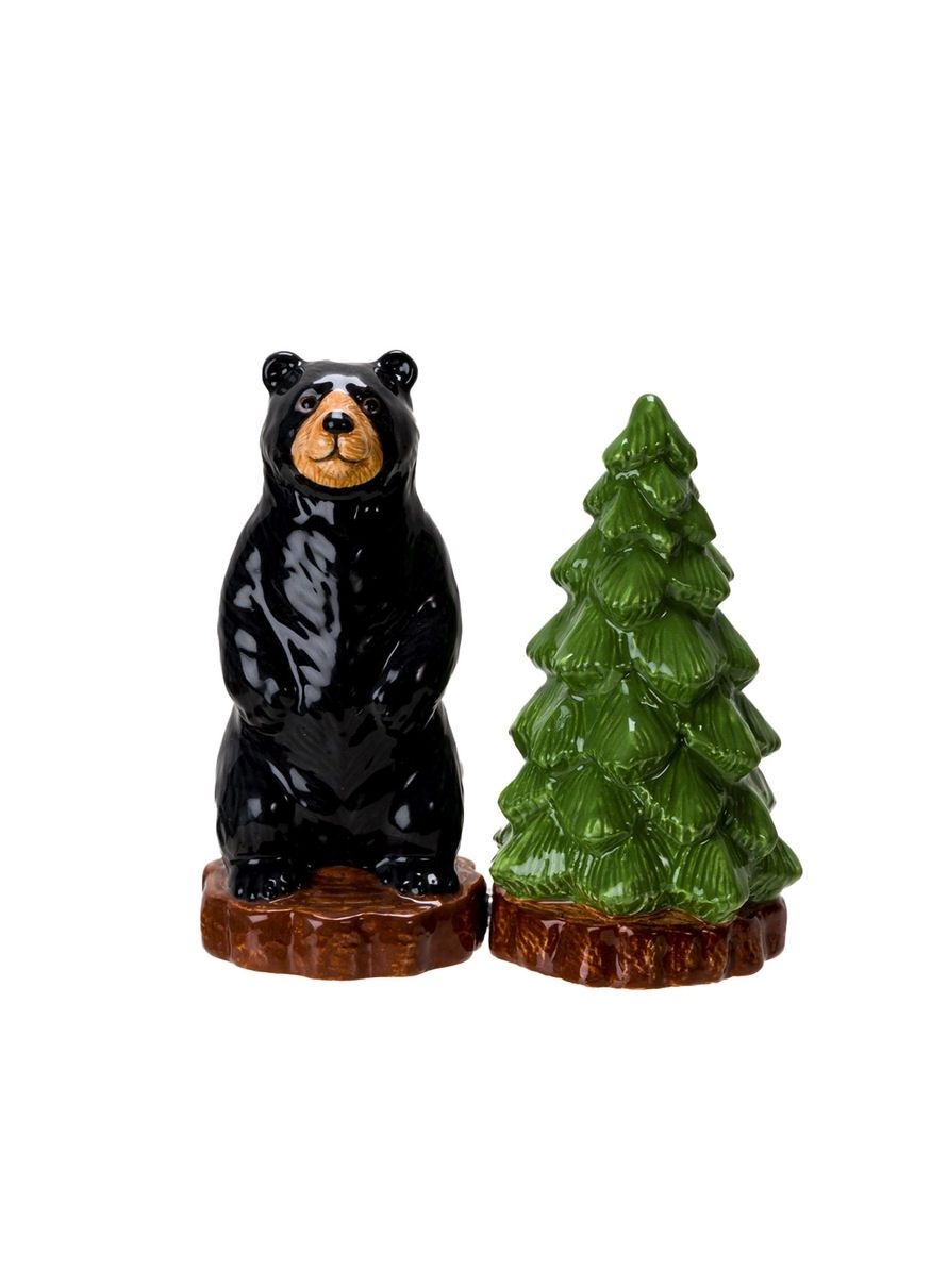 Black Bear And Tree Salt And Pepper Shaker Set