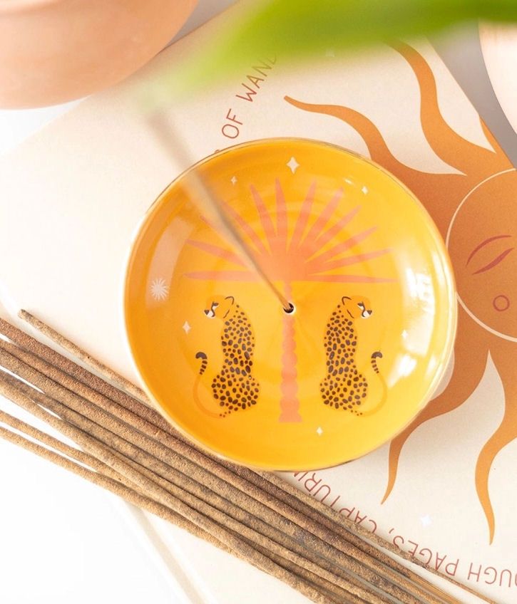 Leopard Palm Ceramic Incense Holder Dish