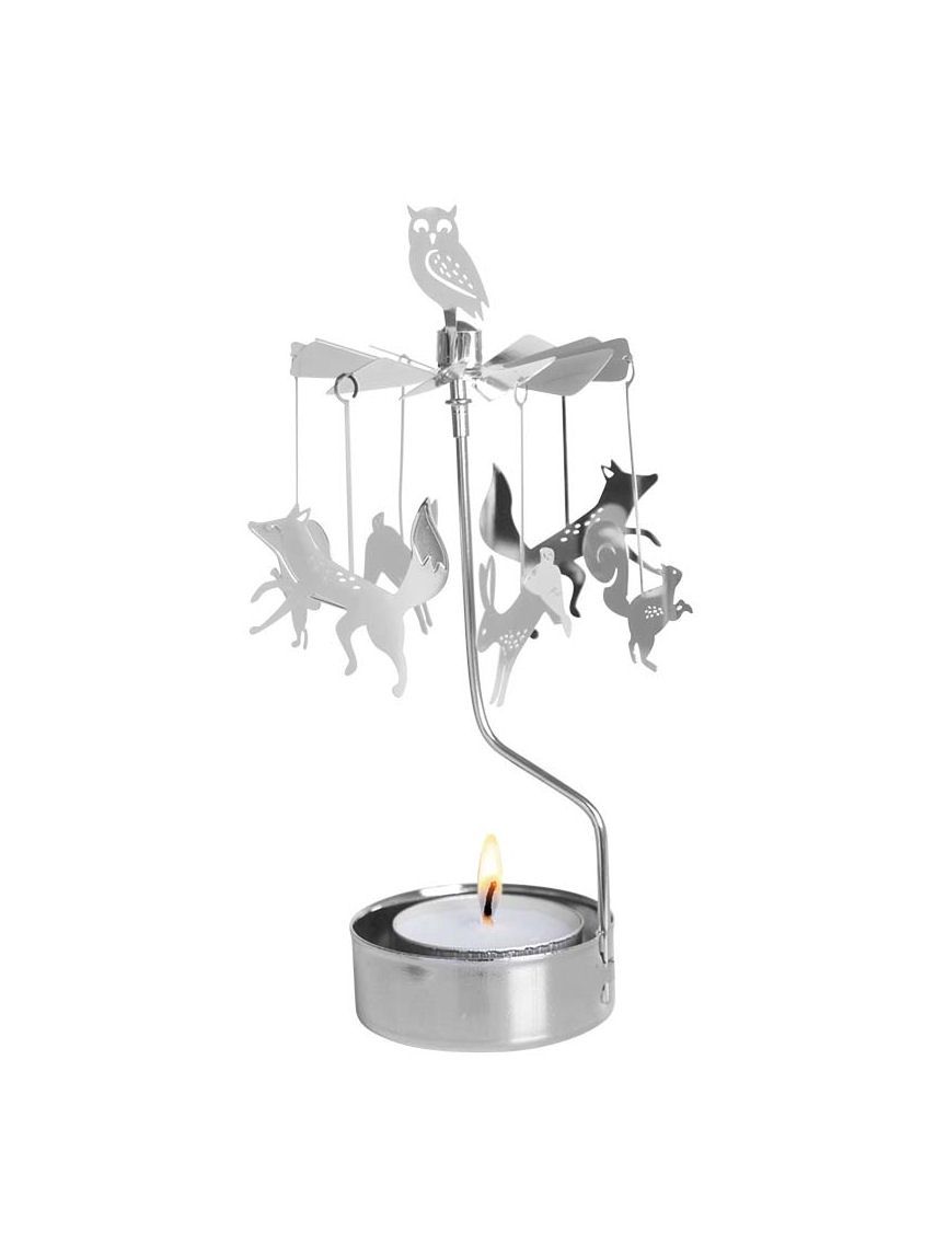 Silver Forest Animals Rotary Candleholder