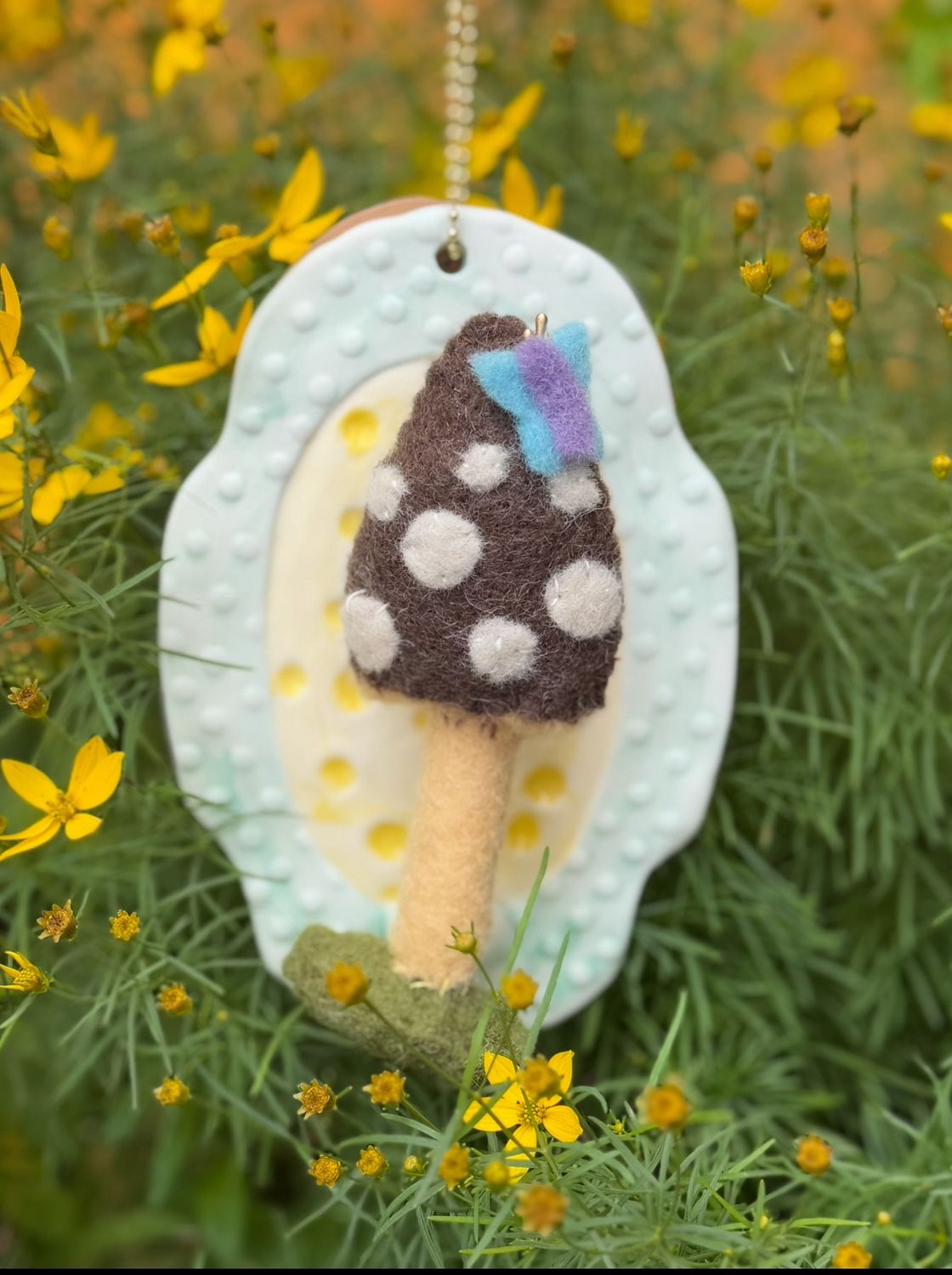 Felt Mushroom Stoneware Wall Plate