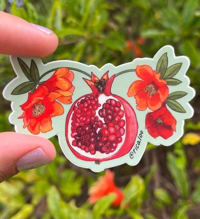 Pomegranate Vulva Uterus Vagina Fruit Sticker