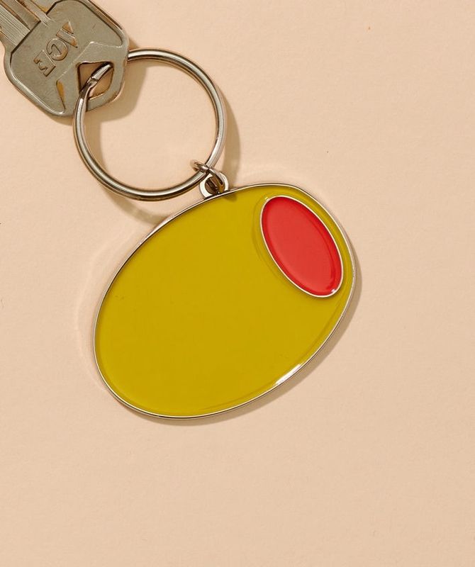 Enamel Metal Green Olive Keychain