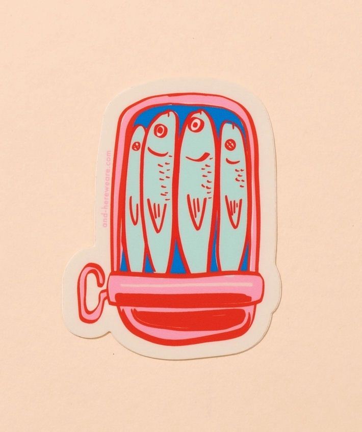 Sardines Blue And Pink Sticker