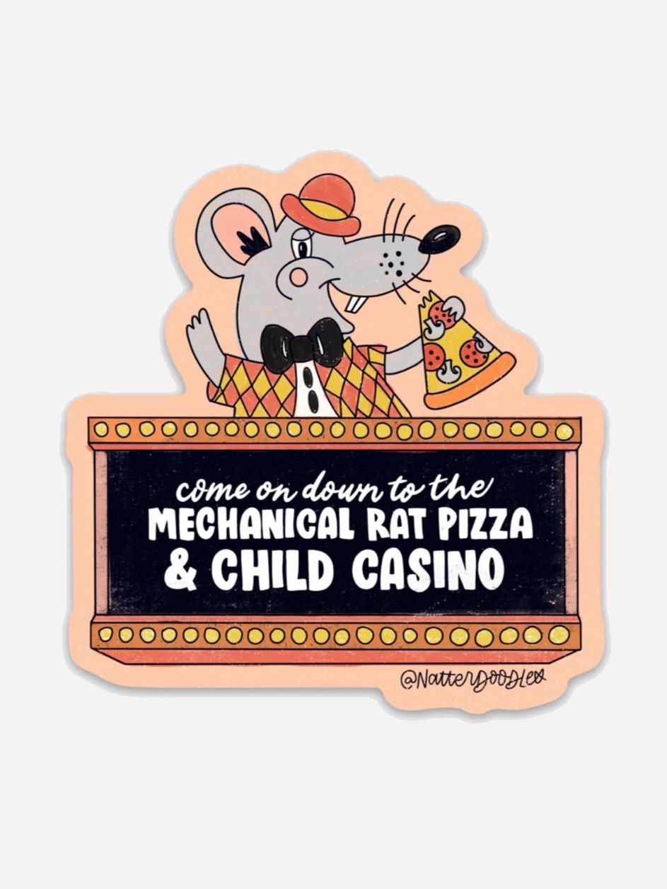Mechanical Rat Pizza And Child Casino Sticker
