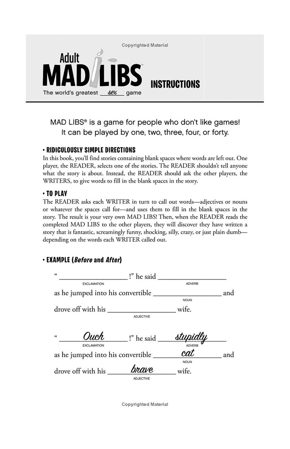 Kama Sutra Adult Mad Libs Paperback Book