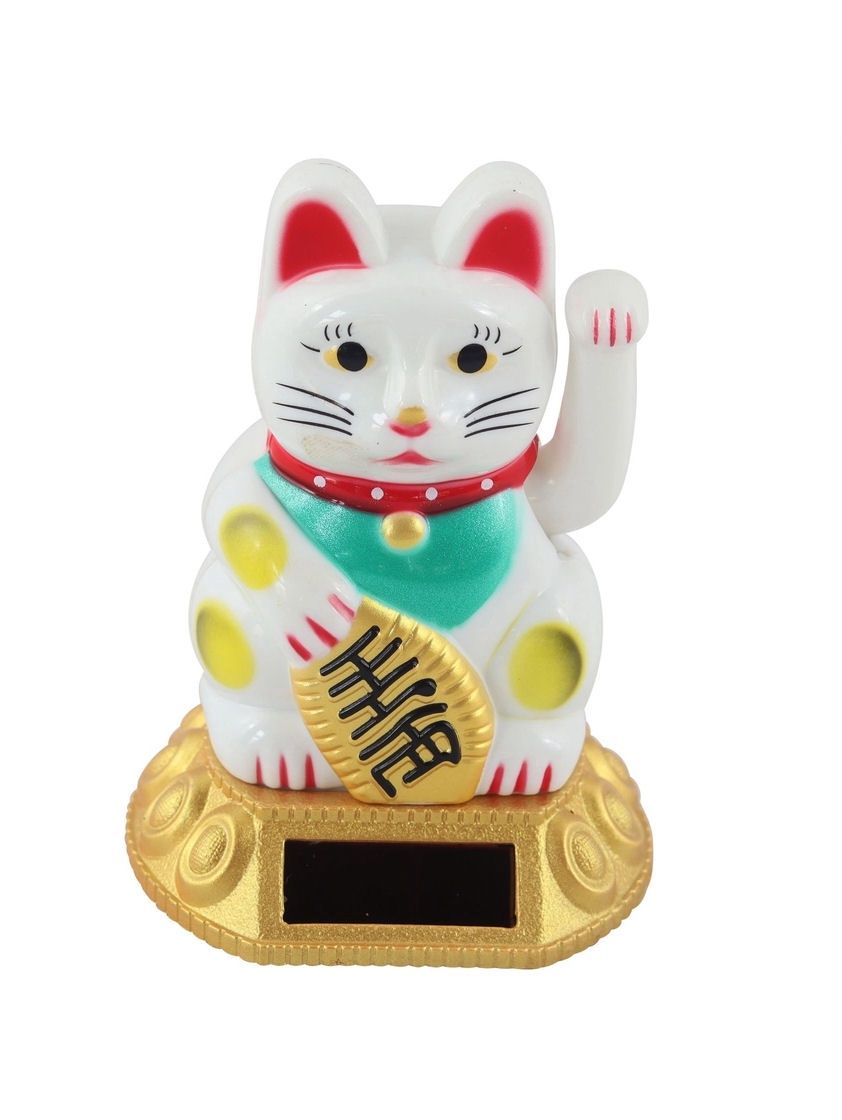 White Waving Lucky Cat Maneki-Neko 3.1&quot; (8cm)