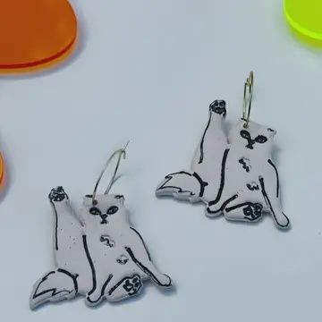 Power Cat Pose Earrings
