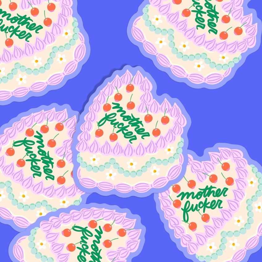 Mother Fucker Vintage Cake Sticker