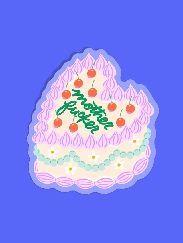 Mother Fucker Vintage Cake Sticker